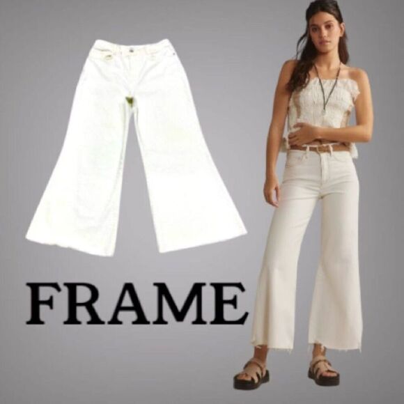 Frame Le Palazzo Crop Wide Leg  Jeans 32x28 Stretch Denim Like New without tags - Picture 1 of 11